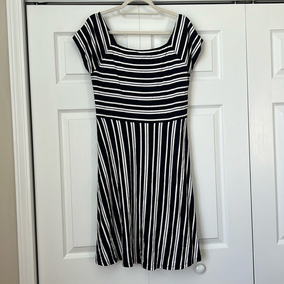Loft Navy and White Stripped‎ Dress - Picture 1 of 7